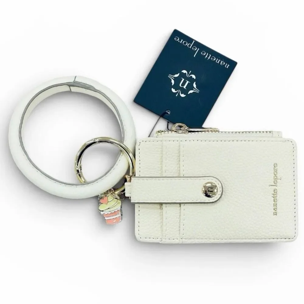 NWT Nanette Lepore Off White Hands-Free Bracelet Wallet Cardholder Keyholder